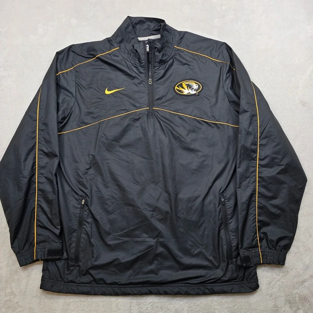 Nike Missouri Tigers Pullover Anorak Jacket Mens Small‎ Black Gold NCAA Wind